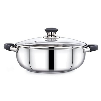 Praylady Stainless Steel 3 Ply Base Kadai with Glass Lid Ecstasy Series Dia 20cm 2.0L