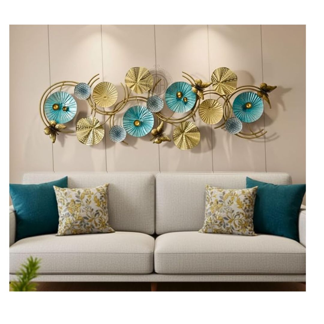 DSH Crafting Your Curiosity Metal Wall Art Lotus Leaves Wall Hanging Wall Decor Sculpture ButterFly