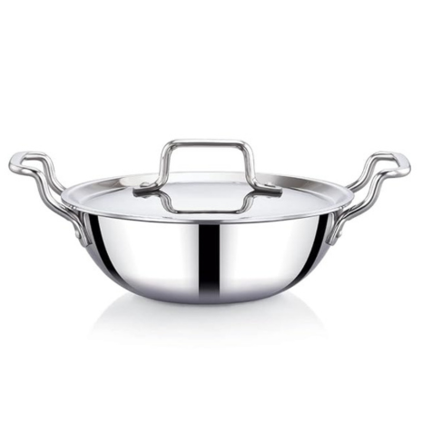 Praylady Stainless Steel Triply Kadai with Lid Nexon Series Dia 26cm 3.2L