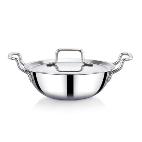Praylady Nexon Series Triply 22cm 2.1L Kadai with SS Lid Healthy Non Toxic Kadhai for Curry