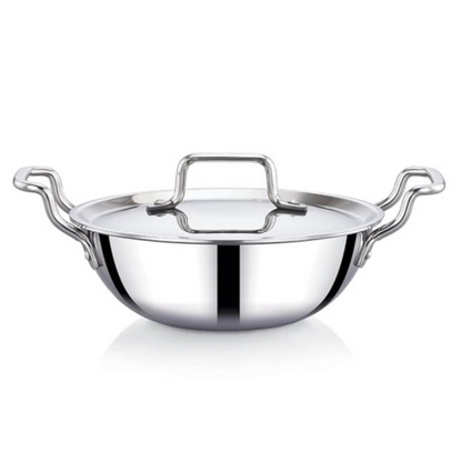 Praylady Nexon Series Triply 22cm 2.1L Kadai with SS Lid Healthy Non Toxic Kadhai for Curry