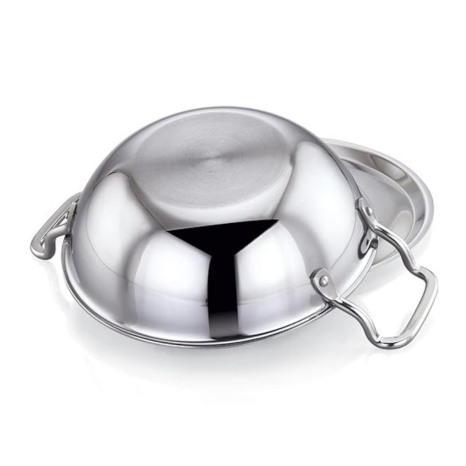 Praylady Stainless Steel Triply Kadai with Lid Nexon Series Dia 20cm 1.7L