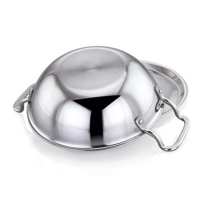 Praylady Stainless Steel Triply Kadai with Lid Nexon Series Dia 20cm 1.7L