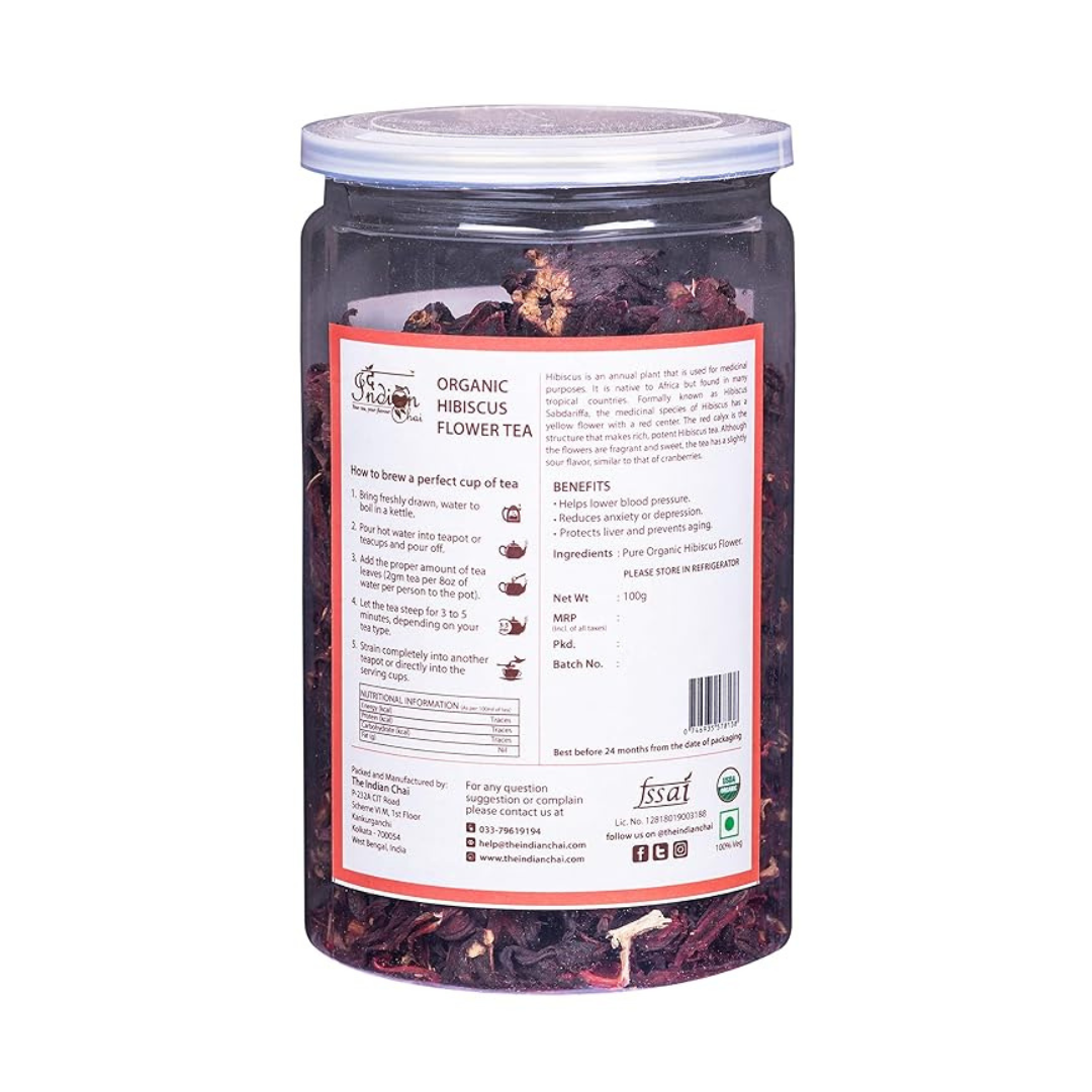 The Indian Chai - Organic Hibiscus Flower Tea Herbal Tisane - 100 Gms