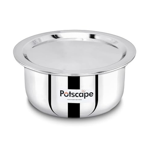 Potscape Triply Cooking Pot with Lid, 24 cm Capacity 5.6 Ltr Even Heat Distribution