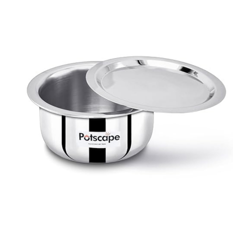 Potscape Triply Cooking Pot with Lid 20 cm 3.15 Ltr Even Heat Distribution