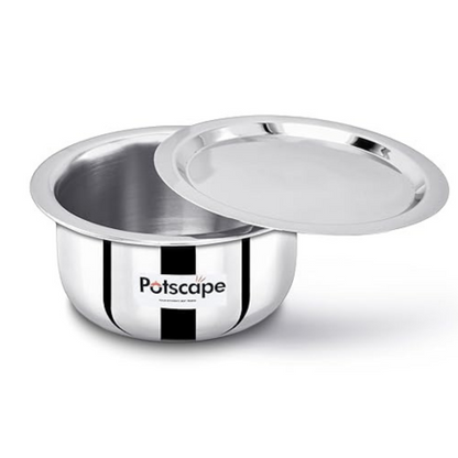 Potscape Triply Cooking Pot with Lid, 16 cm Capacity 1.55 Ltr Even Heat Distribution