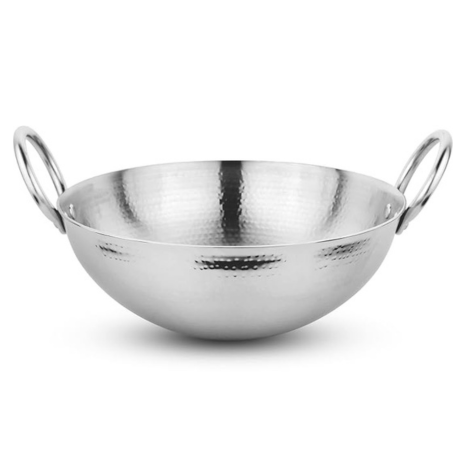 Prabha Stainless Steel Hammered Heavy Gauge Kadhai 1L, 170mm