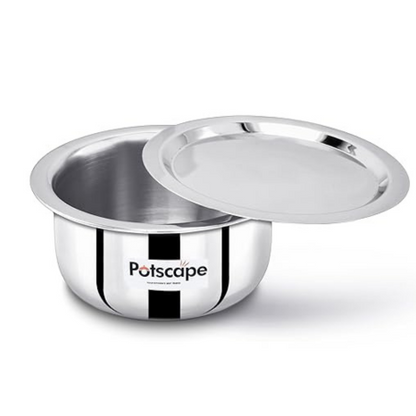 Potscape Triply Cooking Pot with Lid, 14 cm Capacity 1.15 Ltr Even Heat Distribution