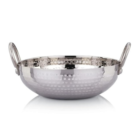 Praylady Stainless Steel Kadai with Handle Traditional Series 2mm Capacity 1 Litre Silver