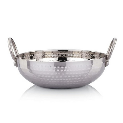 Praylady Stainless Steel Kadai with Handle Traditional Series 2mm Capacity 1 Litre Silver