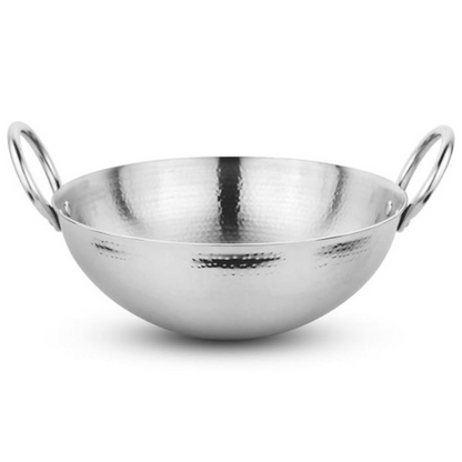 Prabha Stainless Steel Kadhai Hammered Heavy Gauge 280mm 3.4L Ideal for Home & Kitchen