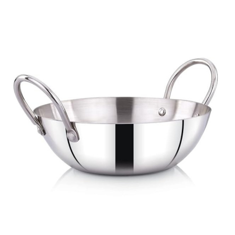 Praylady Stainless Steel Induction Base Kadai 2 Litre Silver