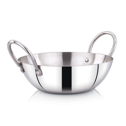 Praylady Stainless Steel Induction Base Kadai 2 Litre Silver
