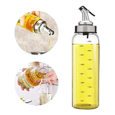 Spatlus Oil Dispenser Bottles with Stainless Steel Automatic Pourers No Drip Glass Oil and Cruet Bottles