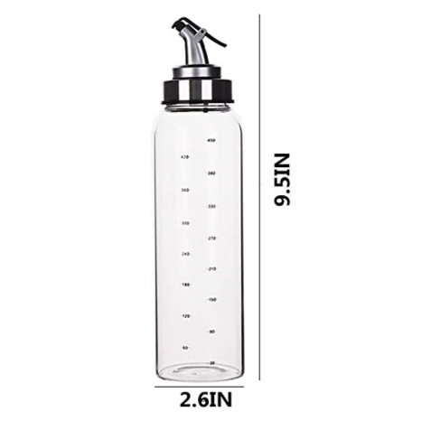 Spatlus Oil Dispenser Bottles with Stainless Steel Automatic Pourers No Drip Glass Oil (Pack of 2)