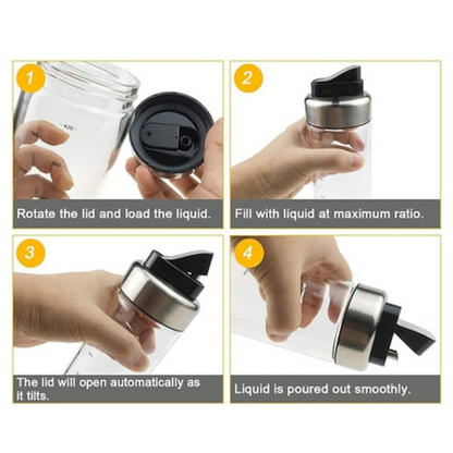 Spatlus Auto Flip Olive Oil Dispenser Bottle Dispensing Bottles With Automatic 450 ml