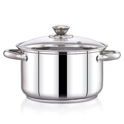 Praylady Stainless Steel with Glass Lid Delight Series 3 Ply Base Stockpot Size 20 cm 2.8 Litre Silver