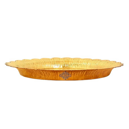 Indian Art Villa Pure Brass Pooja Decorative Thali Plate Diameter | 10.5" Inches