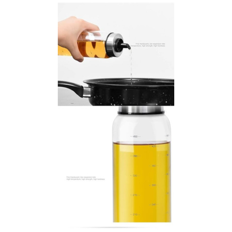 Spatlus Glass Steel Oil Vinegar Dispenser 500 ml Transparent
