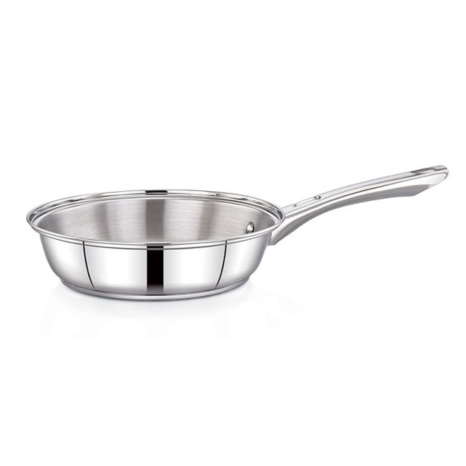Praylady Stainless Steel Pan with Riveted Handle Delight Series 3 Ply Base Frypan Size 22 cm Silver