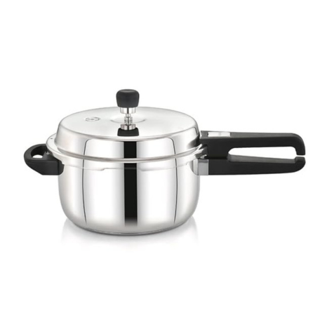 Praylady Stainless Steel Pressure Cooker with Outer Lid Induction Compatible 2 Litre Silver