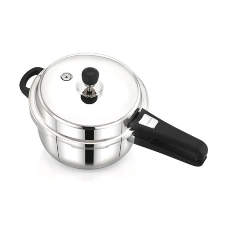 Praylady Stainless Steel Pressure Cooker with Outer Lid Induction Compatible 5 Litre Silver