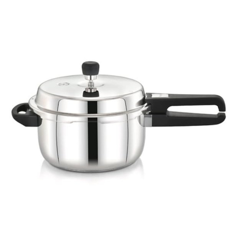 Praylady Stainless Steel Pressure Cooker with Outer Lid Induction Compatible 5 Litre Silver