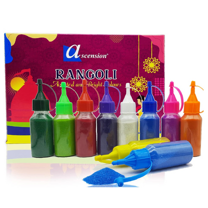 Ascension Design Creativity Diwali Floor Rangoli Art Ceramic Colours 10 Tubes Premium Diwali Rangoli Colors