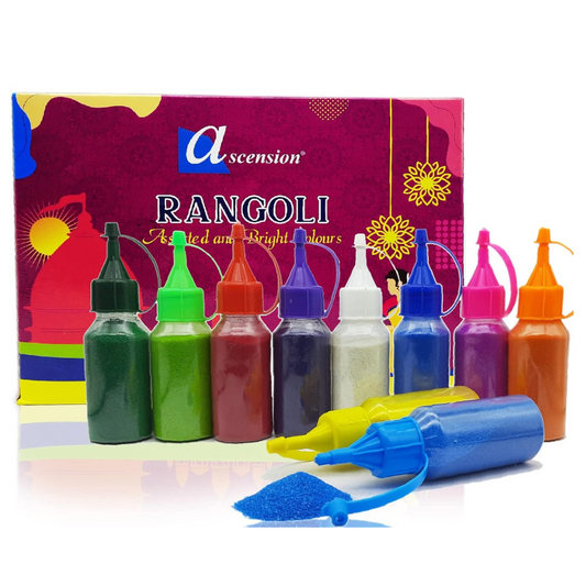 Ascension Design Creativity Diwali Floor Rangoli Art Ceramic Colours 10 Tubes Premium Diwali Rangoli Colors