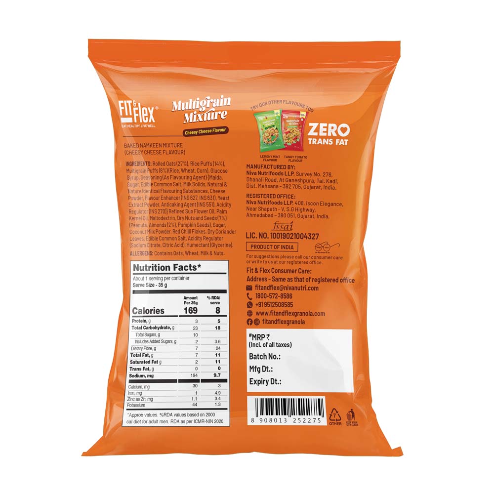 Cheesy Cheese Multigrain Mixture (Pack of 2 - 180G x 2) High Fibre, Loaded with Nuts & Seeds