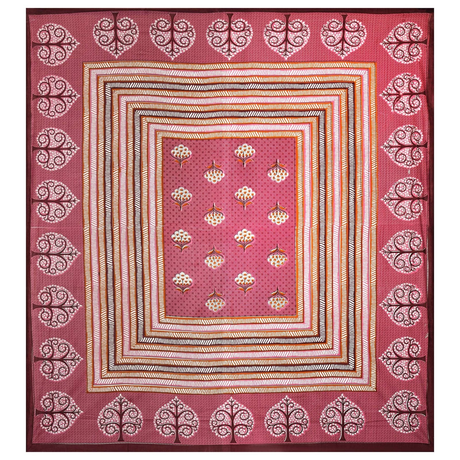 100% Pure Cotton Traditional Printed Bedsheet for Double Bed King Size Bedsheet with 2 Pillow Covers
