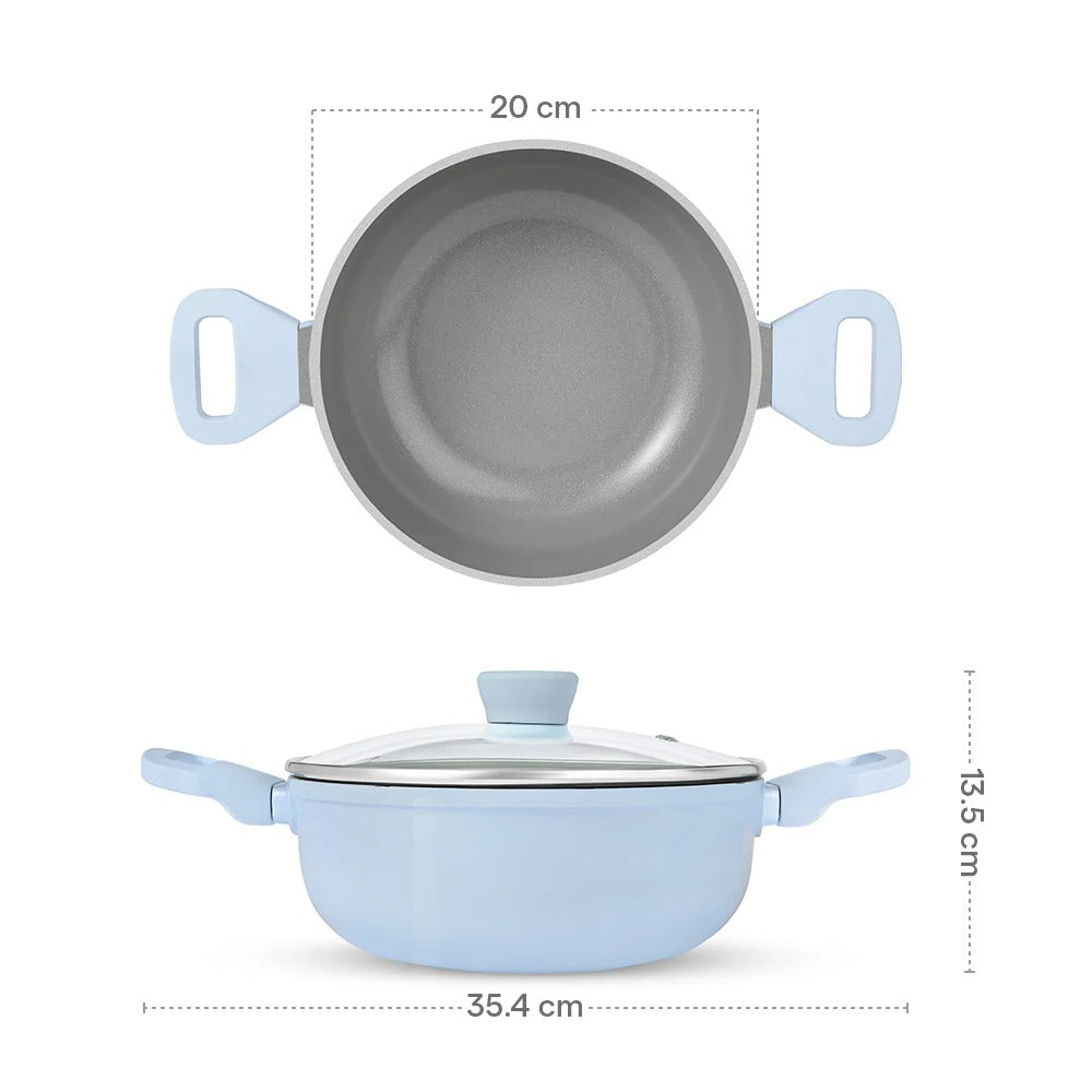 Borosil Vajra Ceramic Deep Kadhai 20cm