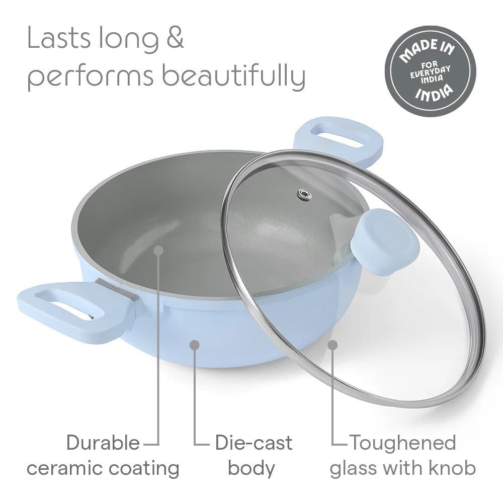 Borosil Vajra Ceramic Deep Kadhai 20cm