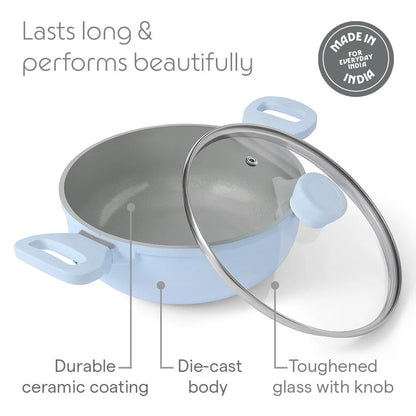 Borosil Vajra Ceramic Deep Kadhai 20cm