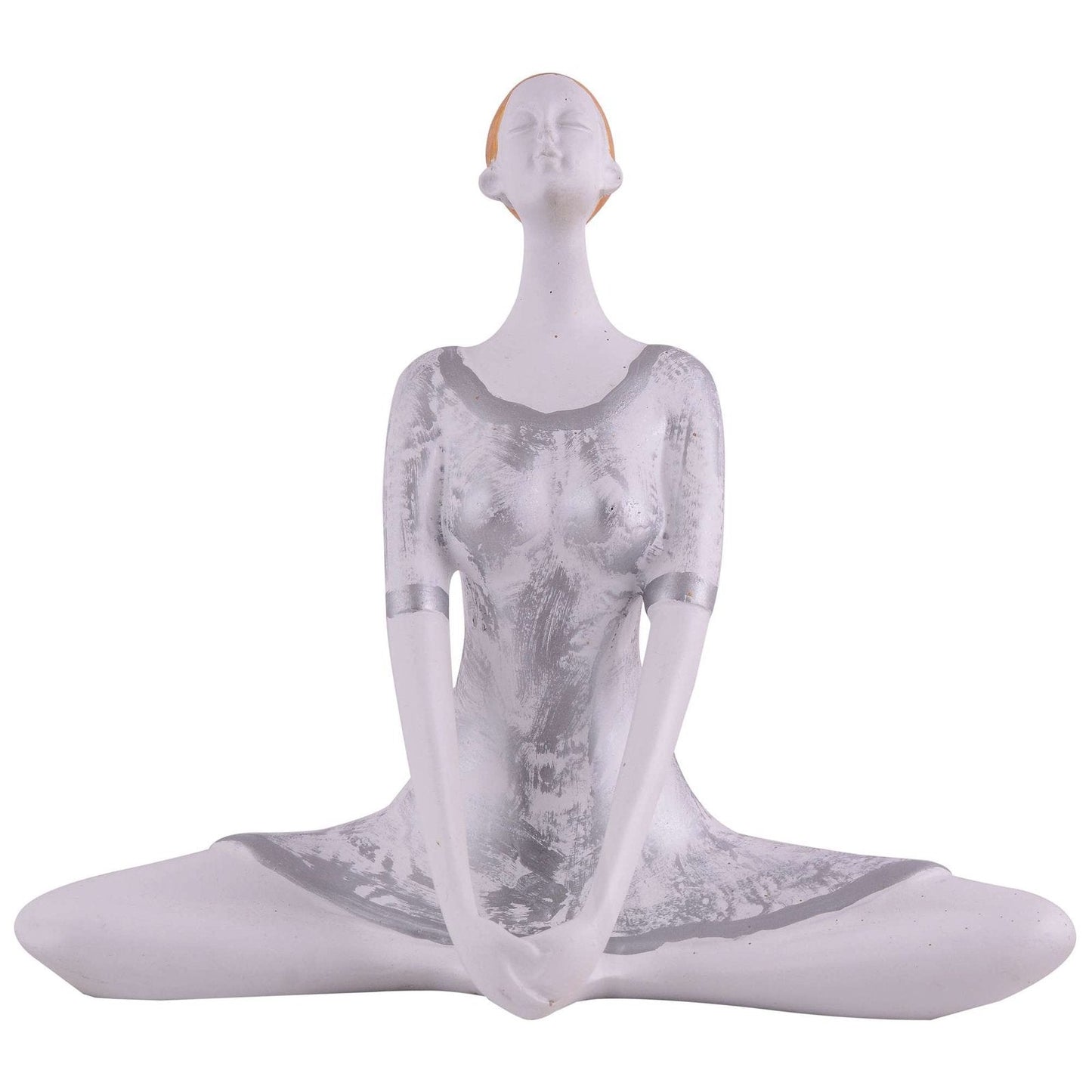 Suitable for home decor Yoga Posture Lady Statue Idol for Home Yoga Statue admirable piece of gift (silver)