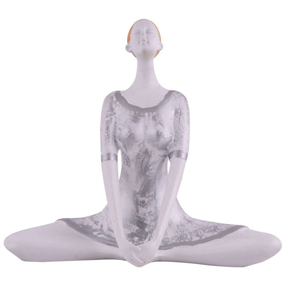 Suitable for home decor Yoga Posture Lady Statue Idol for Home Yoga Statue admirable piece of gift (silver)