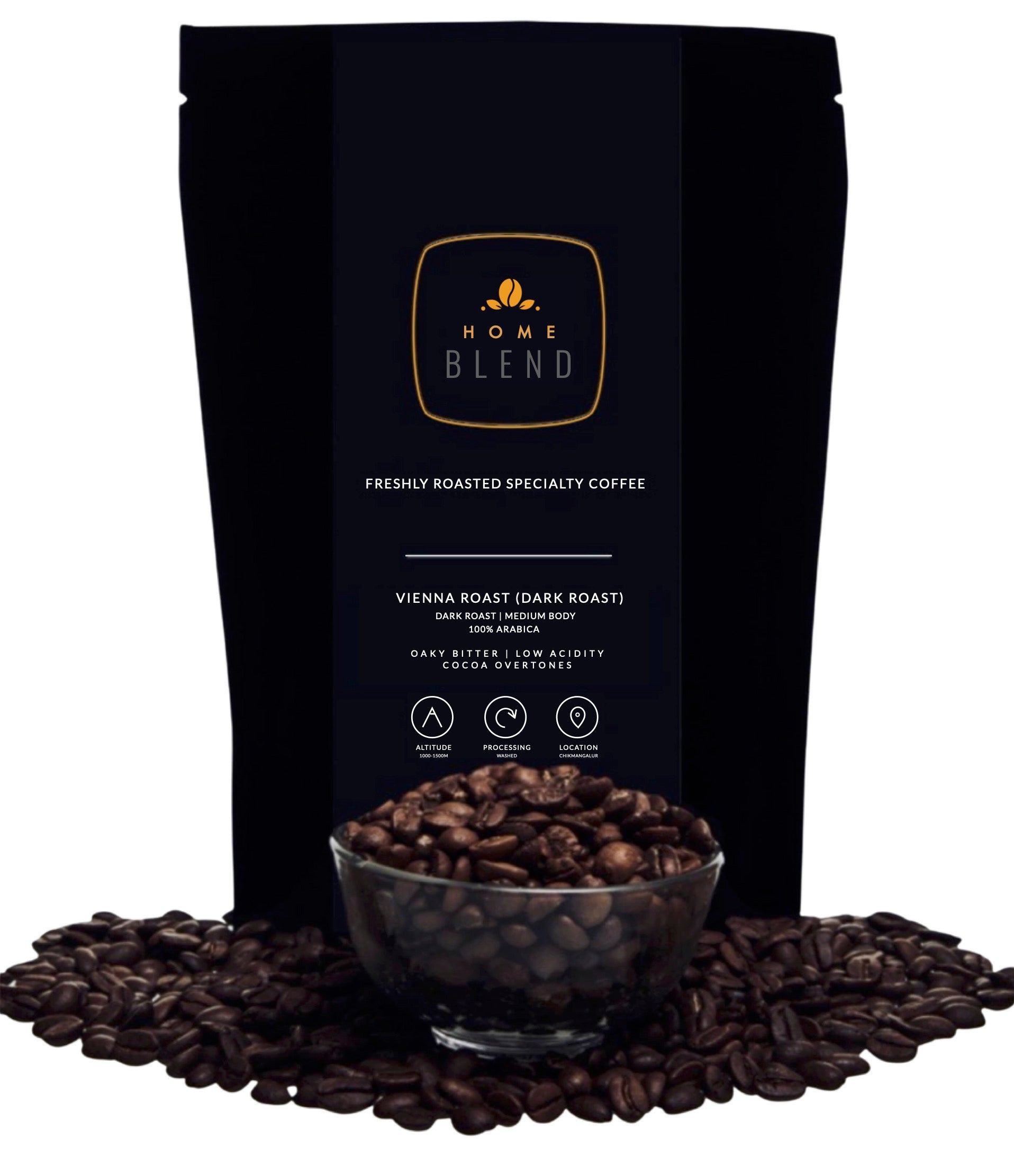 Whole Bean - Vienna Roast (Dark Roast) 100% Arabica - Pack of 250g