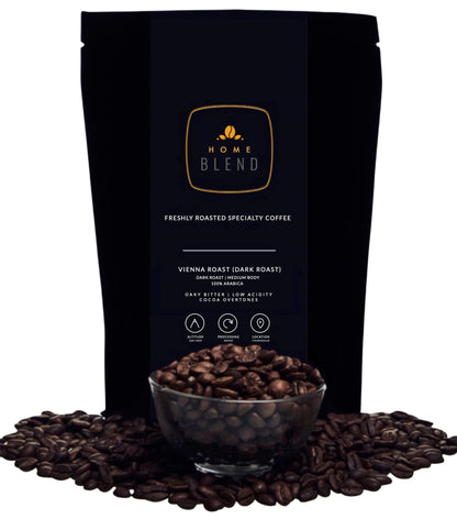 Whole Bean - Vienna Roast (Dark Roast) 100% Arabica - Pack of 250g