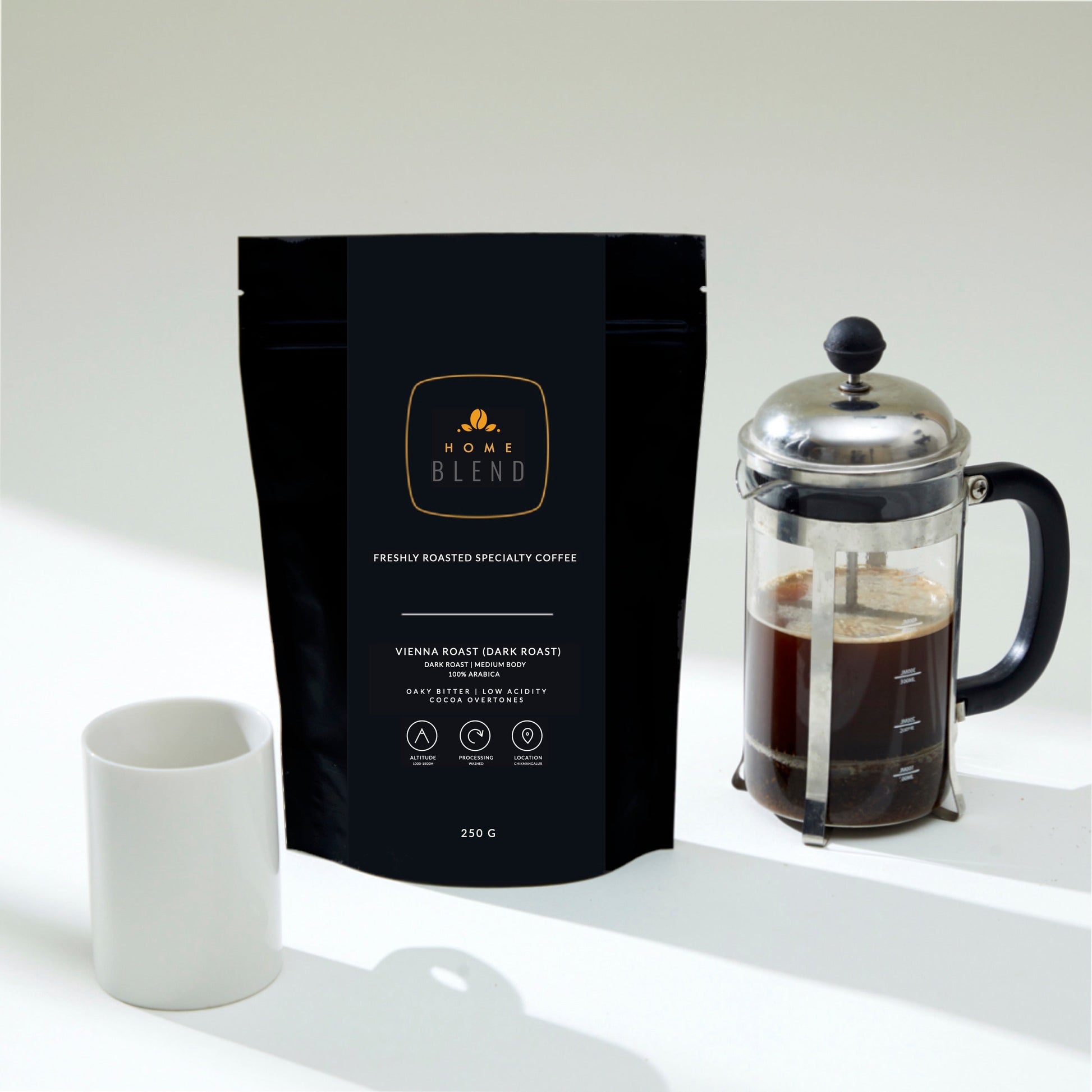 Whole Bean - Vienna Roast (Dark Roast) 100% Arabica - Pack of 250g