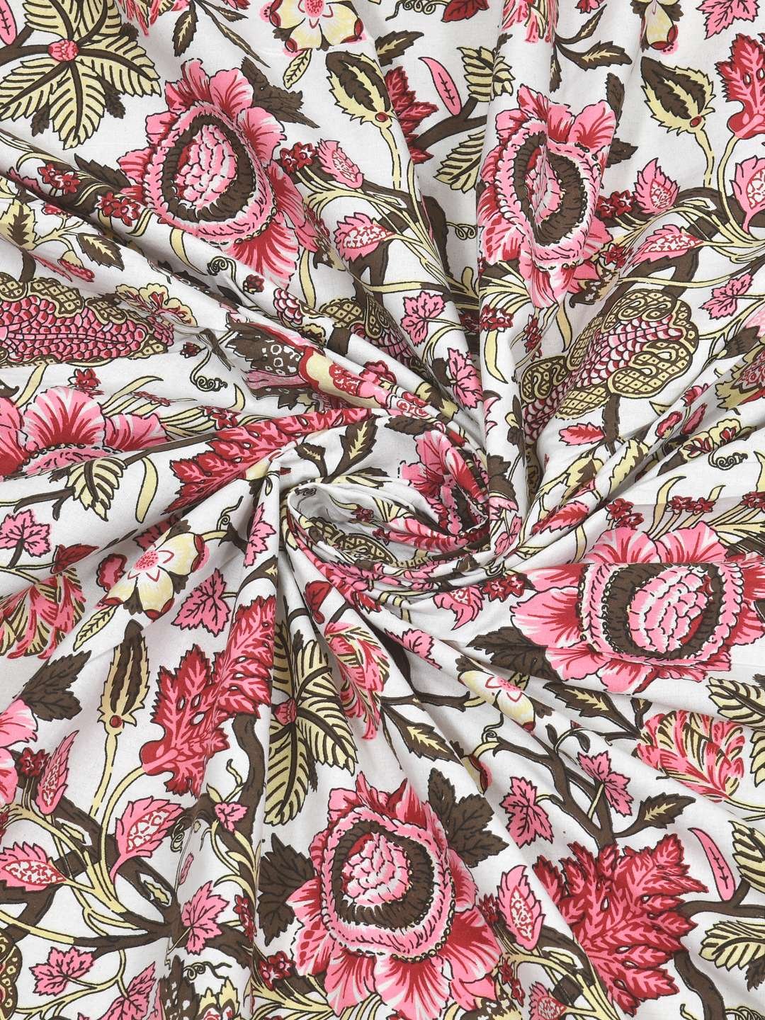 100% Pure Cotton Traditional Printed Bedsheet for Double Bed King Size Bedsheet with 2 Pillow Covers