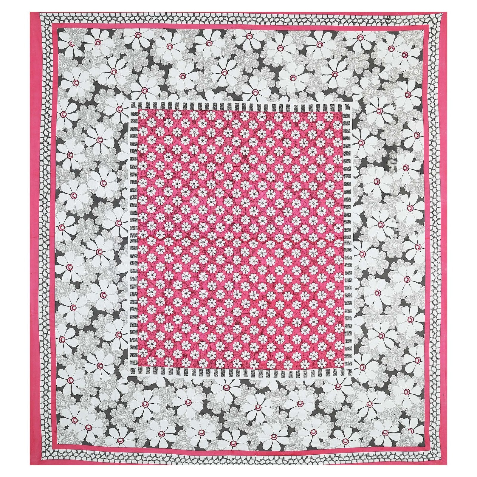 100% Pure Cotton Traditional Printed Bedsheet for Double Bed King Size Bedsheet with 2 Pillow Covers