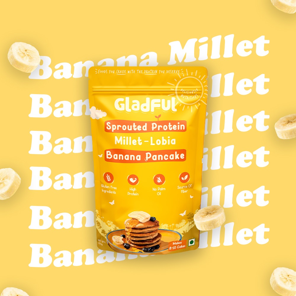 Banana Pancake Mix with sprouted Millets and Lobia Masoor Protein -  Pack of 2