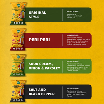 4 Flavours Combo: Original Style, Peri Peri, Sour Cream Onion Parsley, Salt and Black Pepper 400g (100g each)