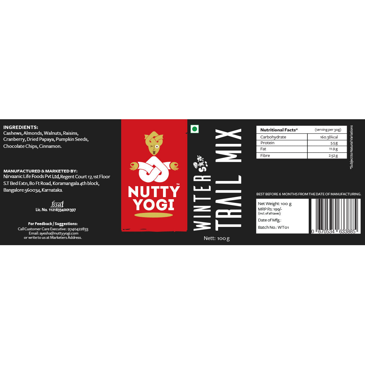 Nutty Yogi Winter Trail mix 100g