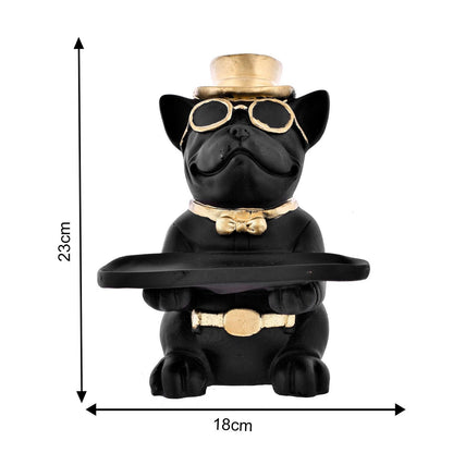 Modern Decor Resin Bulldog Tray Statue