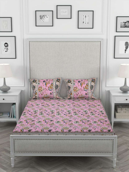 100% Pure Cotton Traditional Printed Bedsheet for Double Bed King Size Bedsheet with 2 Pillow Covers