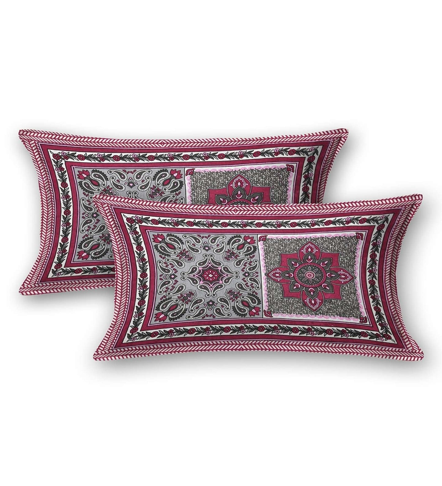 100% Pure Cotton Traditional Printed Bedsheet for Double Bed King Size Bedsheet with 2 Pillow Covers