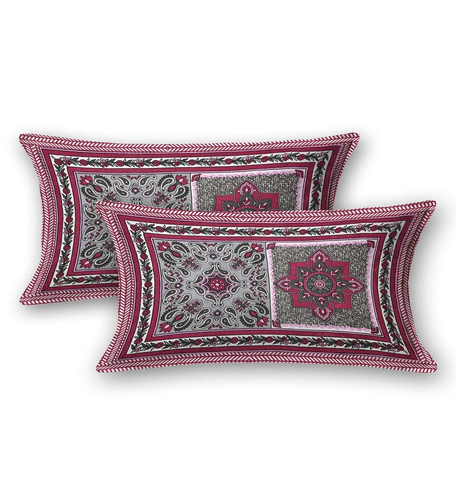 100% Pure Cotton Traditional Printed Bedsheet for Double Bed King Size Bedsheet with 2 Pillow Covers