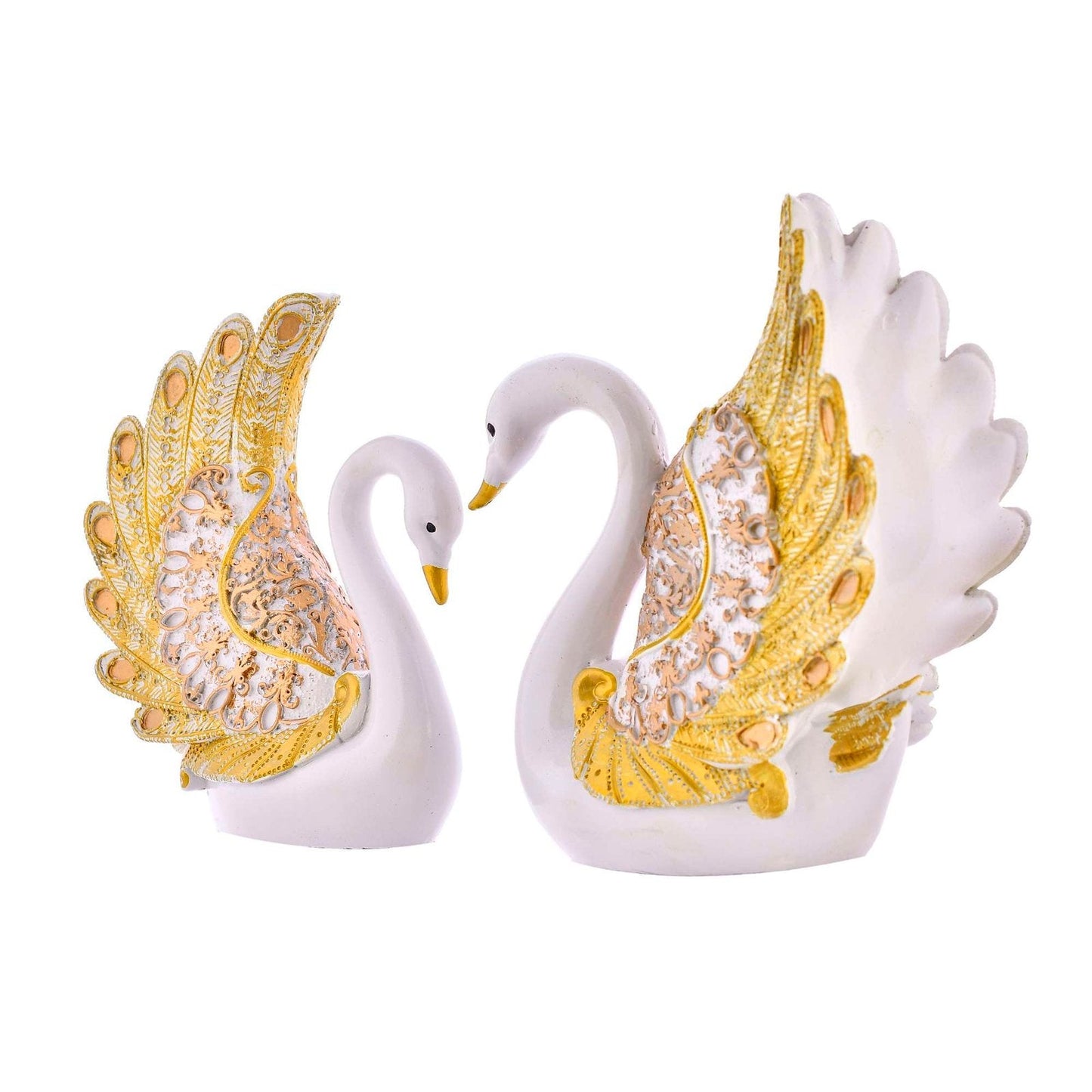 Swan Pair Feather Design Sculpture